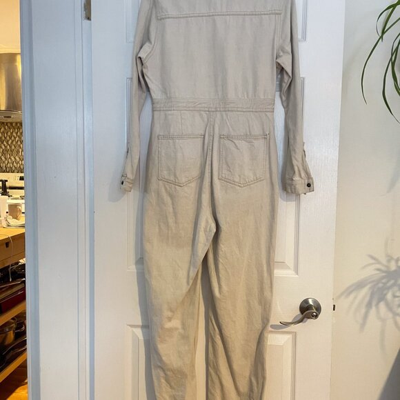 ASOS DESIGN premium denim utility boilersuit in bone white - Picture 5 of 10